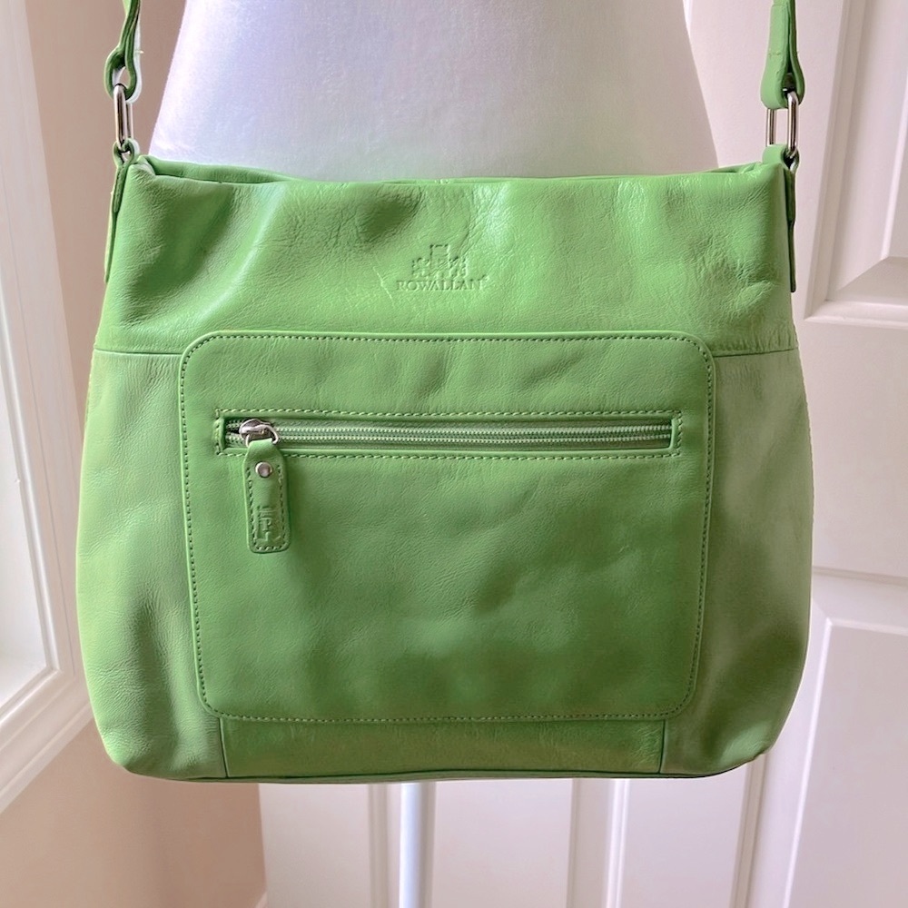 Rowallan of Scotland Leather Crossbody Purse/Bag Bright Green